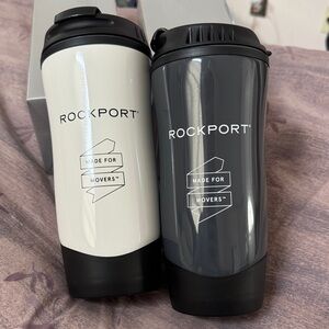 Rockport White and Gray Travel Mugs. New in box.